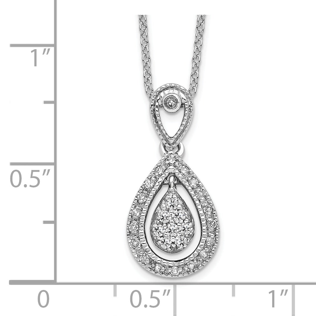 14K White Gold Lab Grown Diamond Teardrop Pendant Necklace