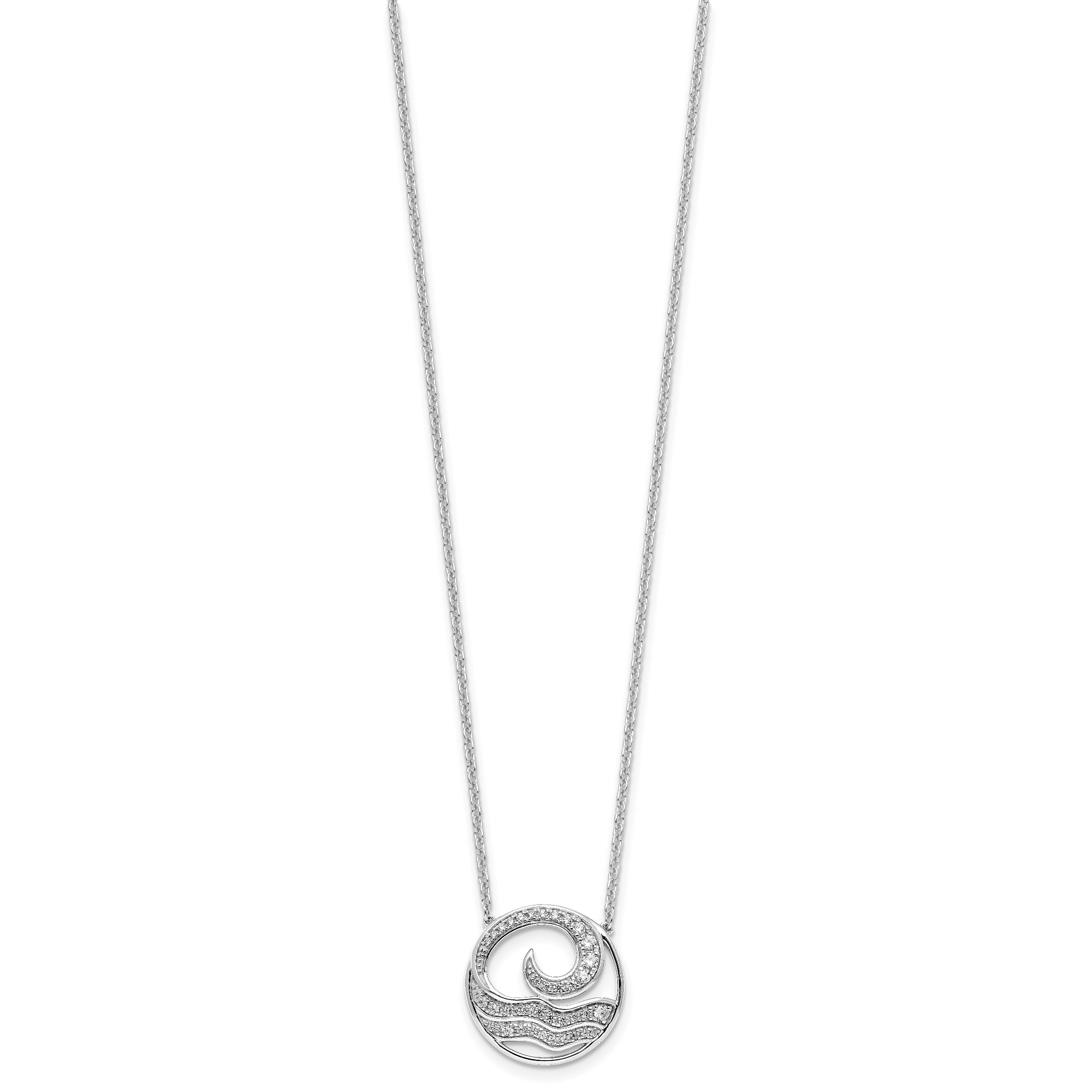 14K White Gold Lab Grown Diamond Ocean in Circle Necklace