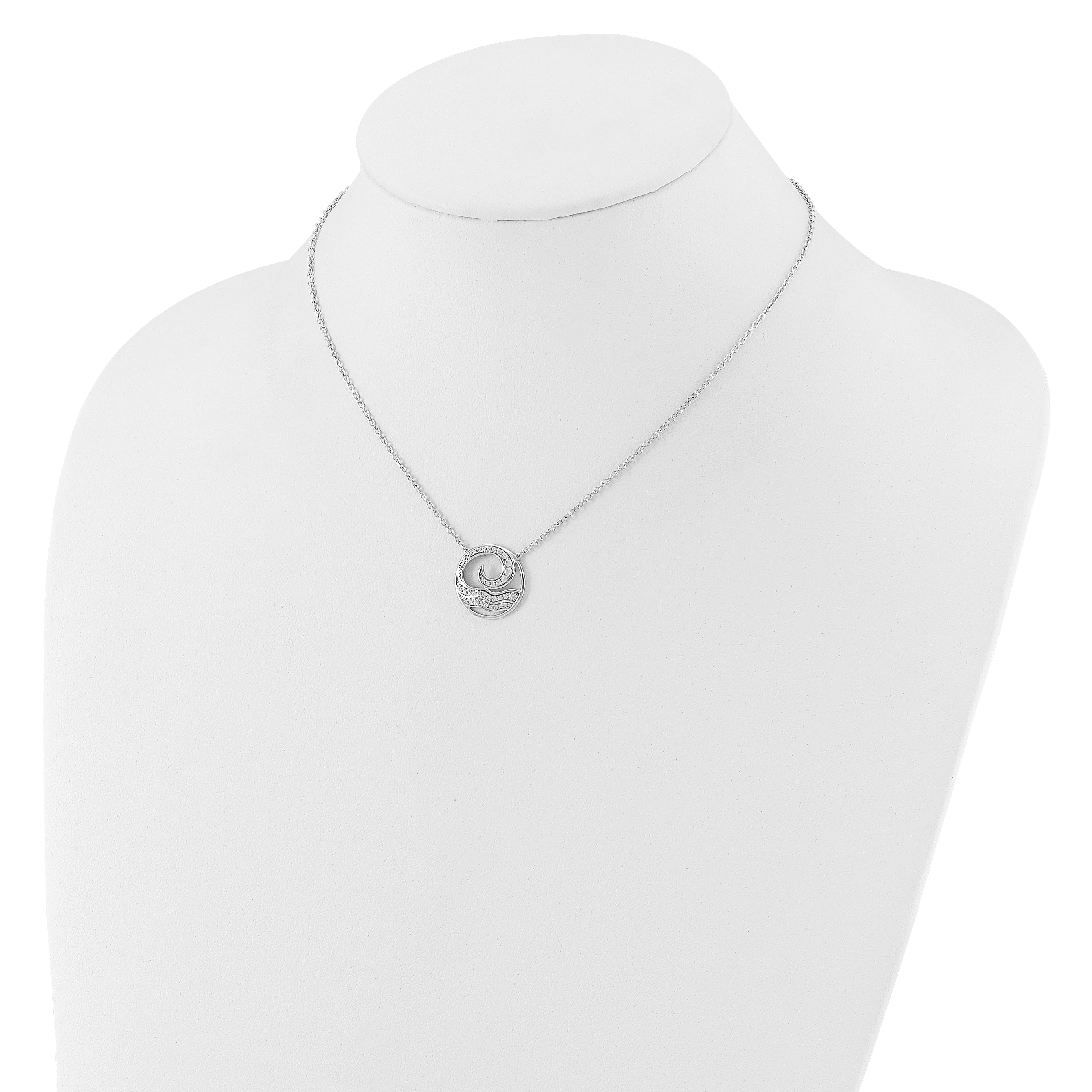 14K White Gold Lab Grown Diamond Ocean in Circle Necklace