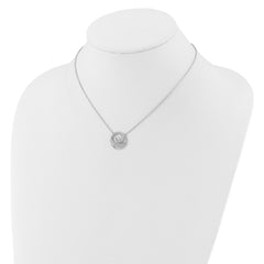 14K White Gold Lab Grown Diamond Ocean in Circle Necklace