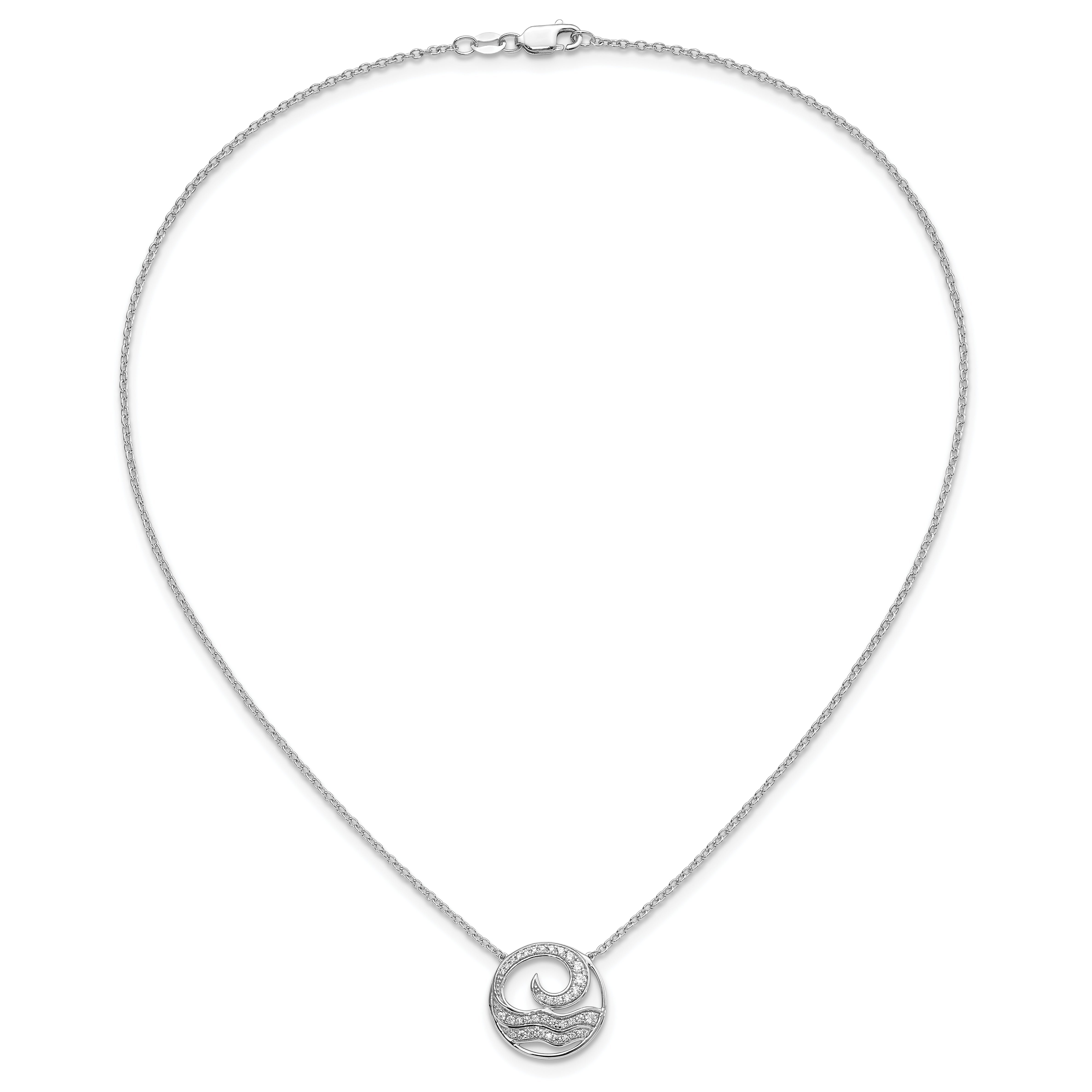 14K White Gold Lab Grown Diamond Ocean in Circle Necklace