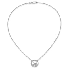 14K White Gold Lab Grown Diamond Ocean in Circle Necklace