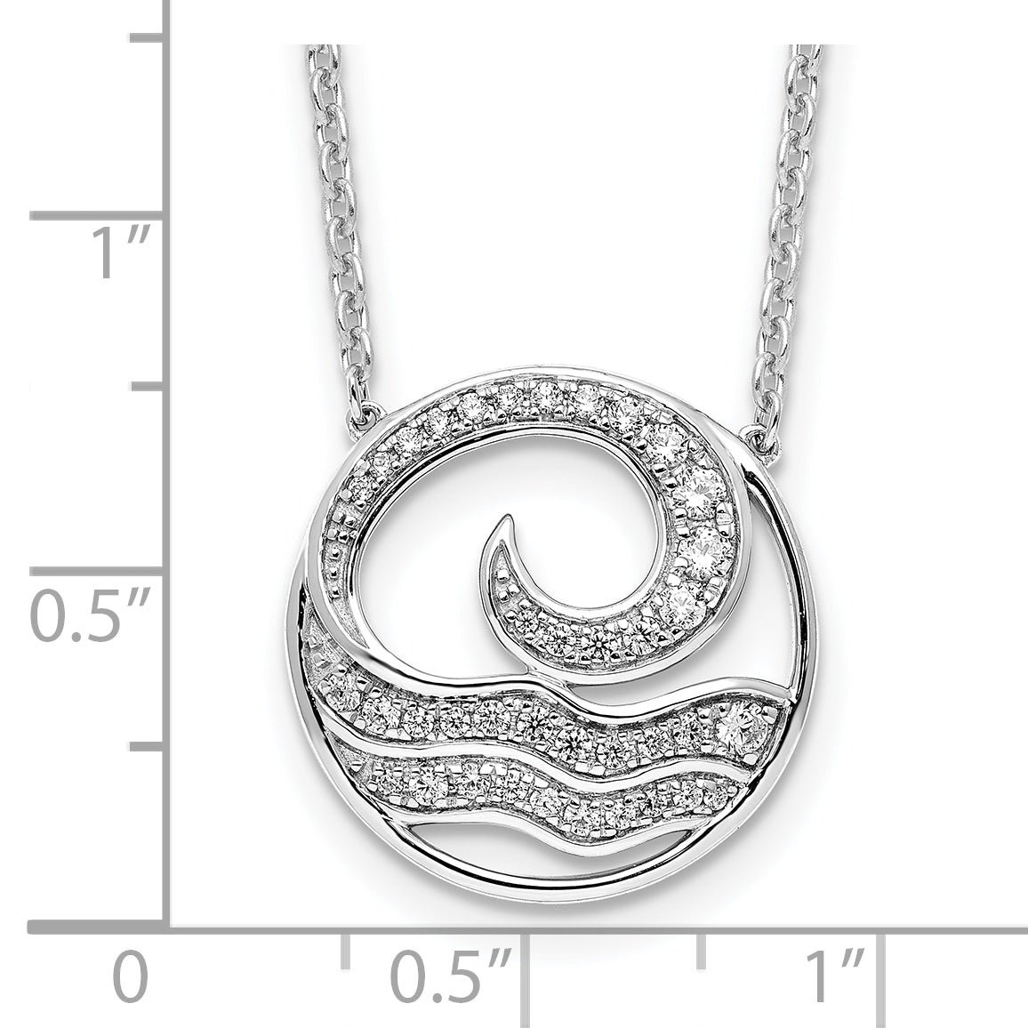 14K White Gold Lab Grown Diamond Ocean in Circle Necklace