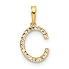 10K Diamond Letter C Initial Pendant