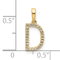 10K Diamond Letter D Initial Pendant