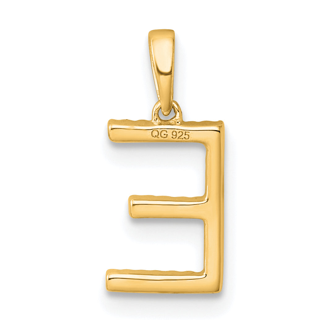 10K Diamond Letter E Initial Pendant