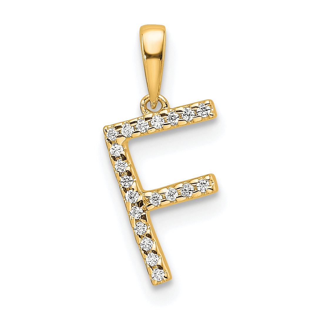 10K Diamond Letter F Initial Pendant