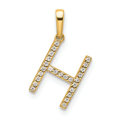 10K Diamond Letter H Initial Pendant