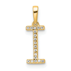 10K Diamond Letter I Initial Pendant