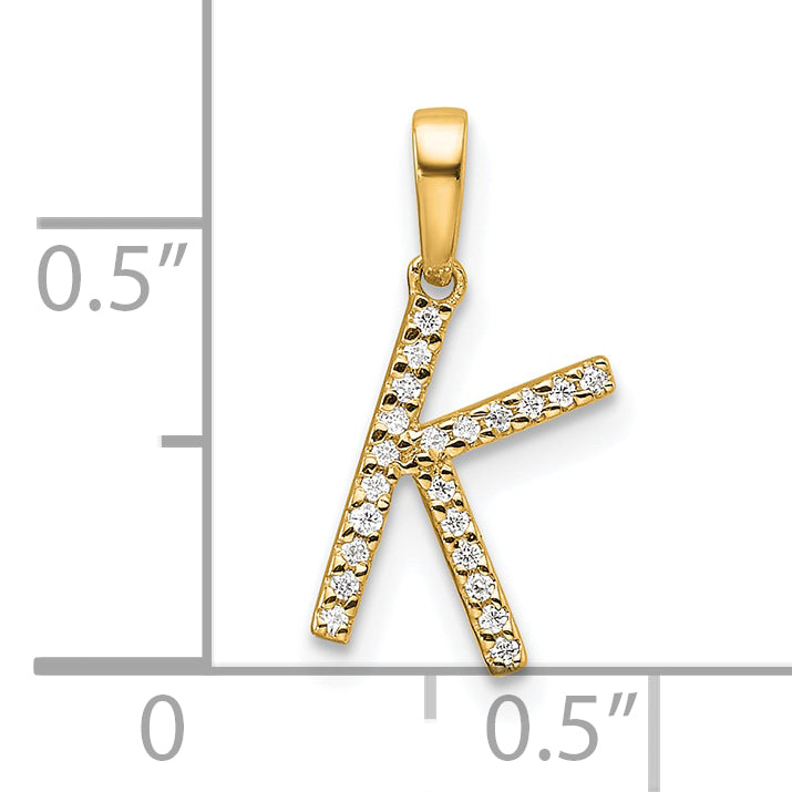 10K Diamond Letter K Initial Pendant