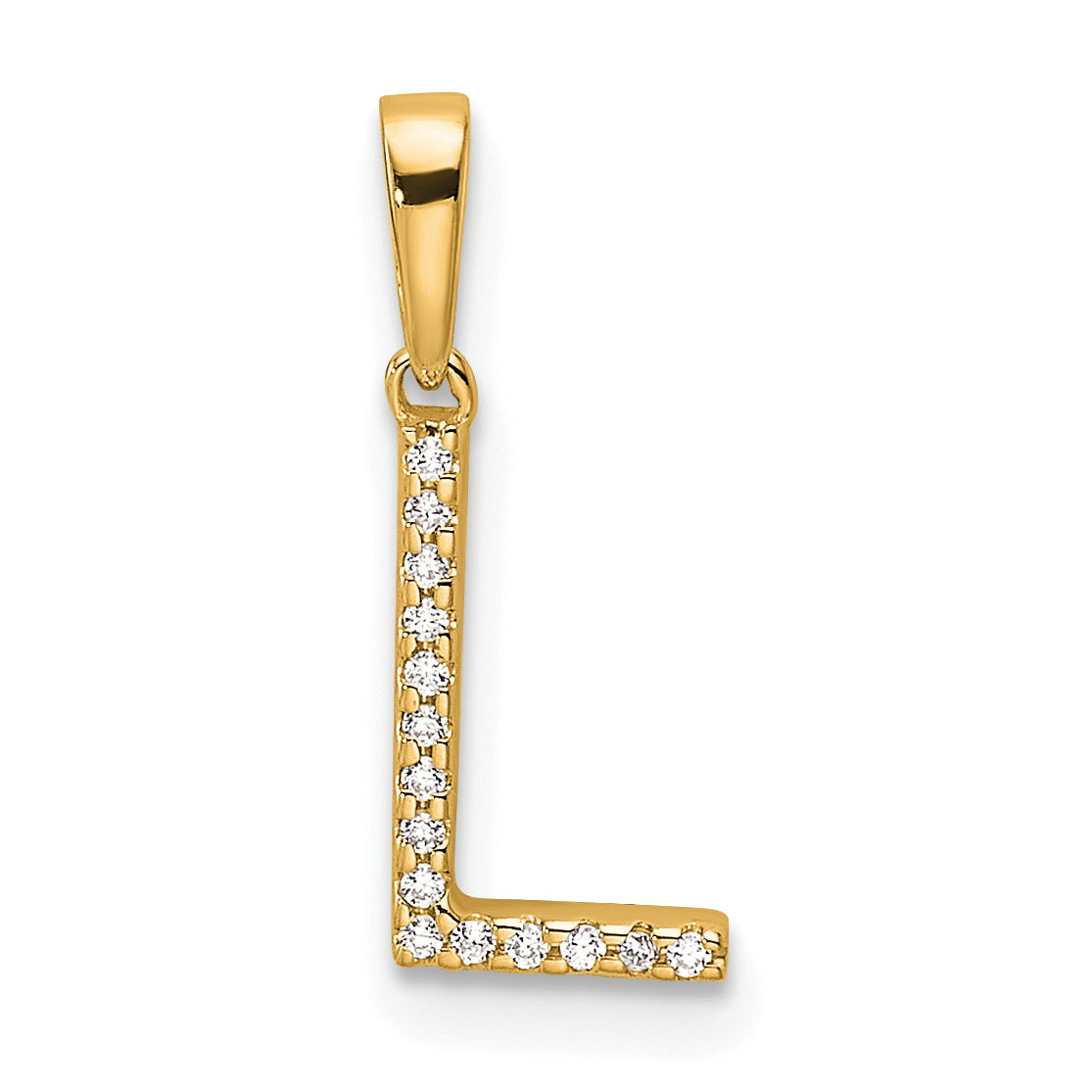 10K Diamond Letter L Initial Pendant