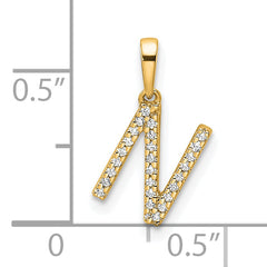 10K Diamond Letter N Initial Pendant