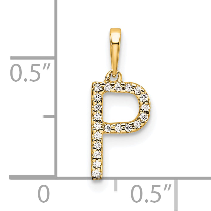 10K Diamond Letter P Initial Pendant