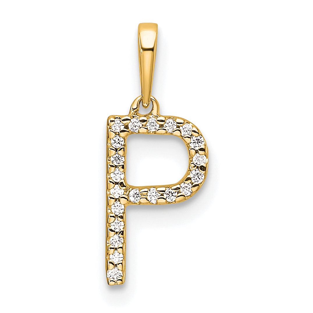 10K Diamond Letter P Initial Pendant