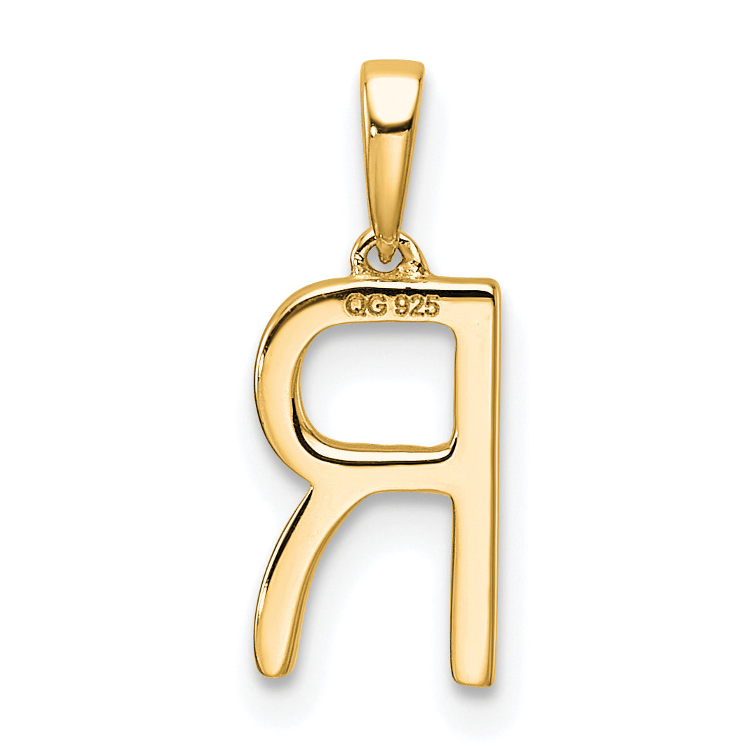 10K Diamond Letter R Initial Pendant