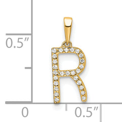 10K Diamond Letter R Initial Pendant