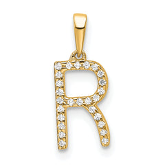 10K Diamond Letter R Initial Pendant