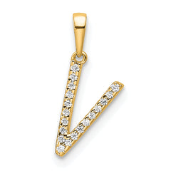 10K Diamond Letter V Initial Pendant