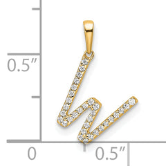 10K Diamond Letter W Initial Pendant