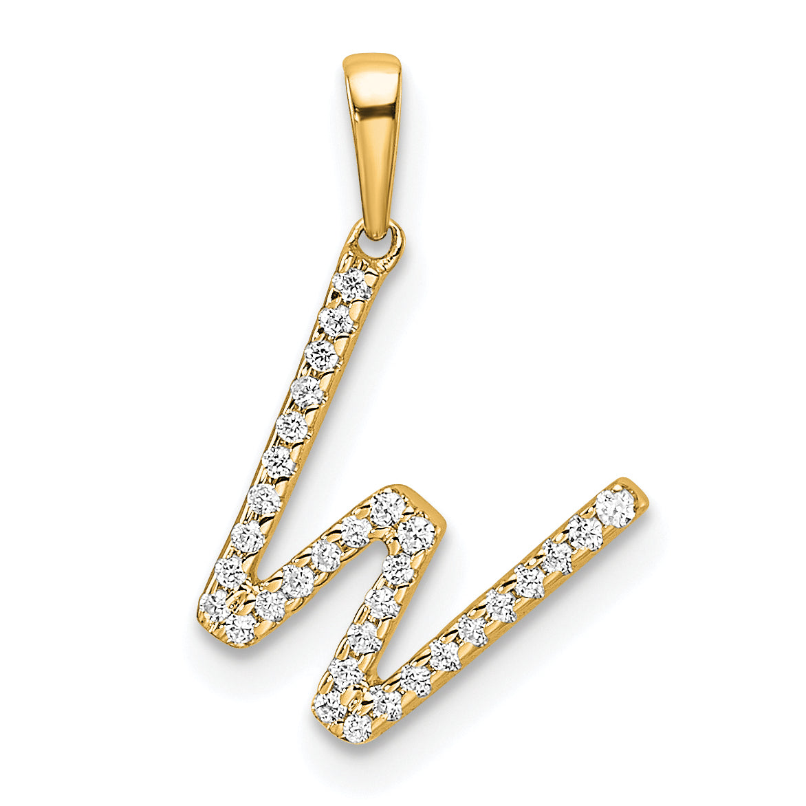 10K Diamond Letter W Initial Pendant