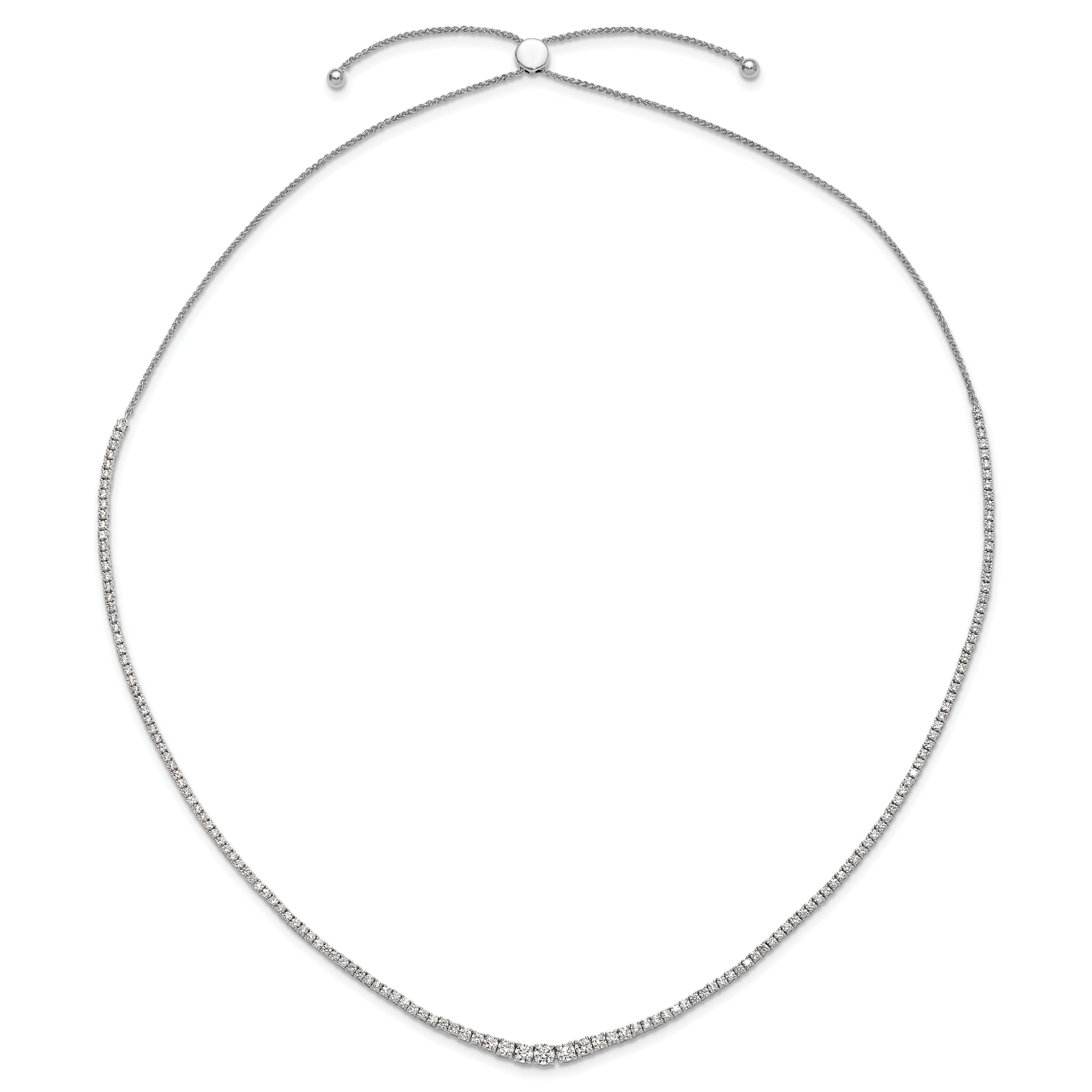 14kw Graduating Lab Grown Diamond Tennis Style Bolo Necklace