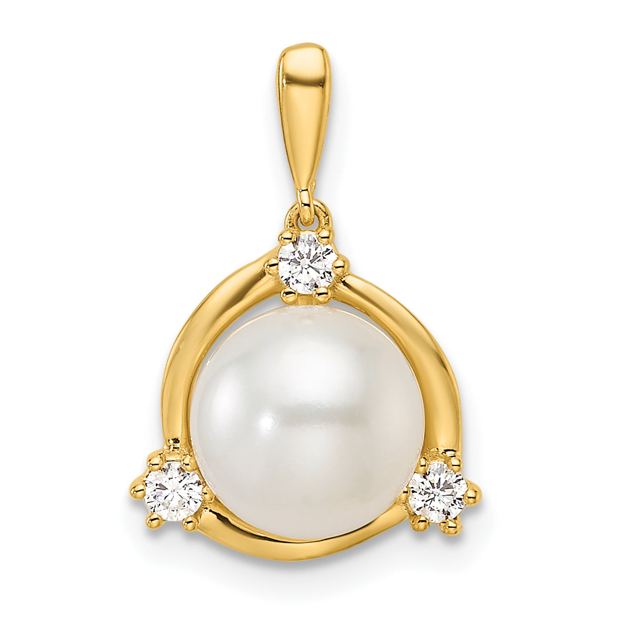 14k Lab Grown Diamond & FWC Pearl Pendant