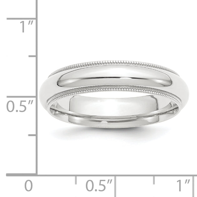 Platinum 5mm Polished Milgrain Comfort-Fit Wedding Band Size 5