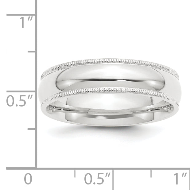 Platinum 6mm Polished Milgrain Comfort-Fit Wedding Band Size 5