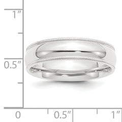 Platinum 6mm Polished Milgrain Comfort-Fit Wedding Band Size 5