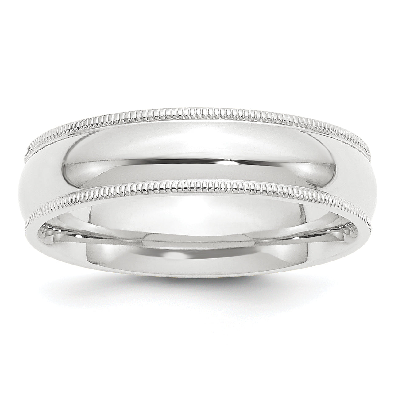 Platinum 6mm Polished Milgrain Comfort-Fit Wedding Band Size 12