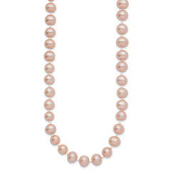 14k 7-8mm Pink Near Round Freshwater Cultured Pearl Necklace