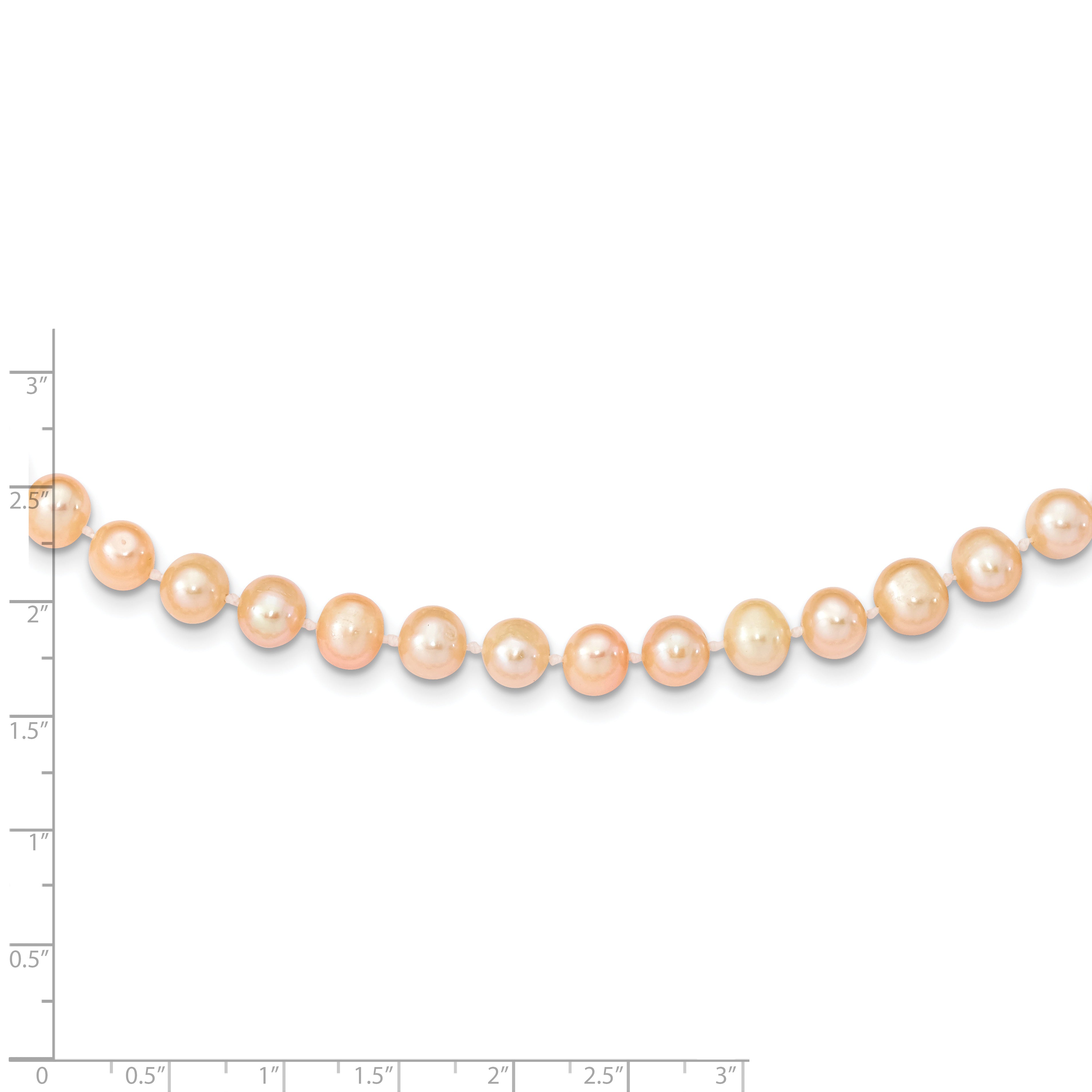 14k 7-8mm Pink Near Round Freshwater Cultured Pearl Necklace