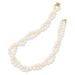 14k 7-9mm White Freshwater Cultured Pearl 2-strand Necklace