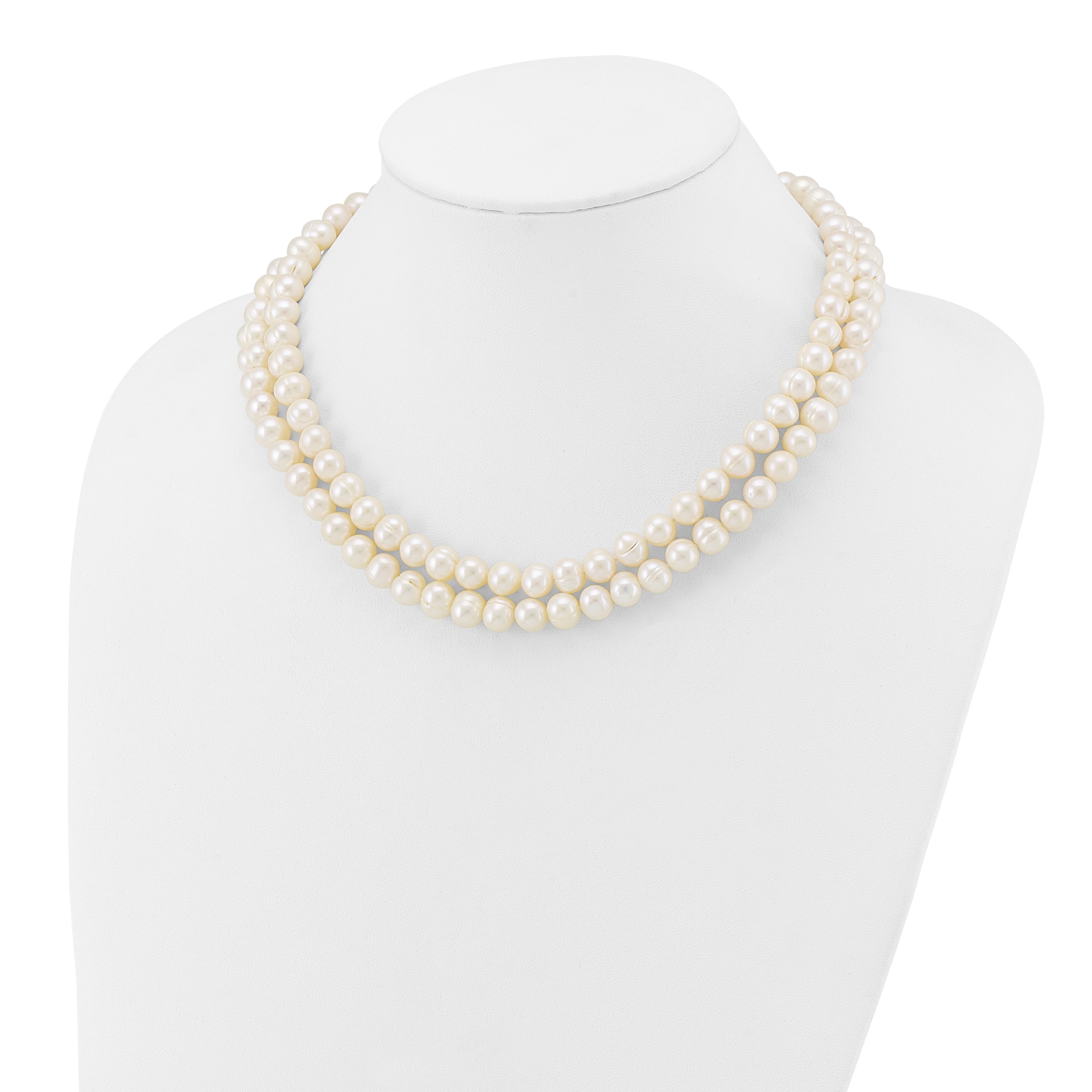 14k 7-9mm White Freshwater Cultured Pearl 2-strand Necklace