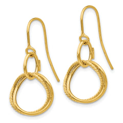 14K Gold Twisted Circle Drop Earrings with Polished Finish for Women