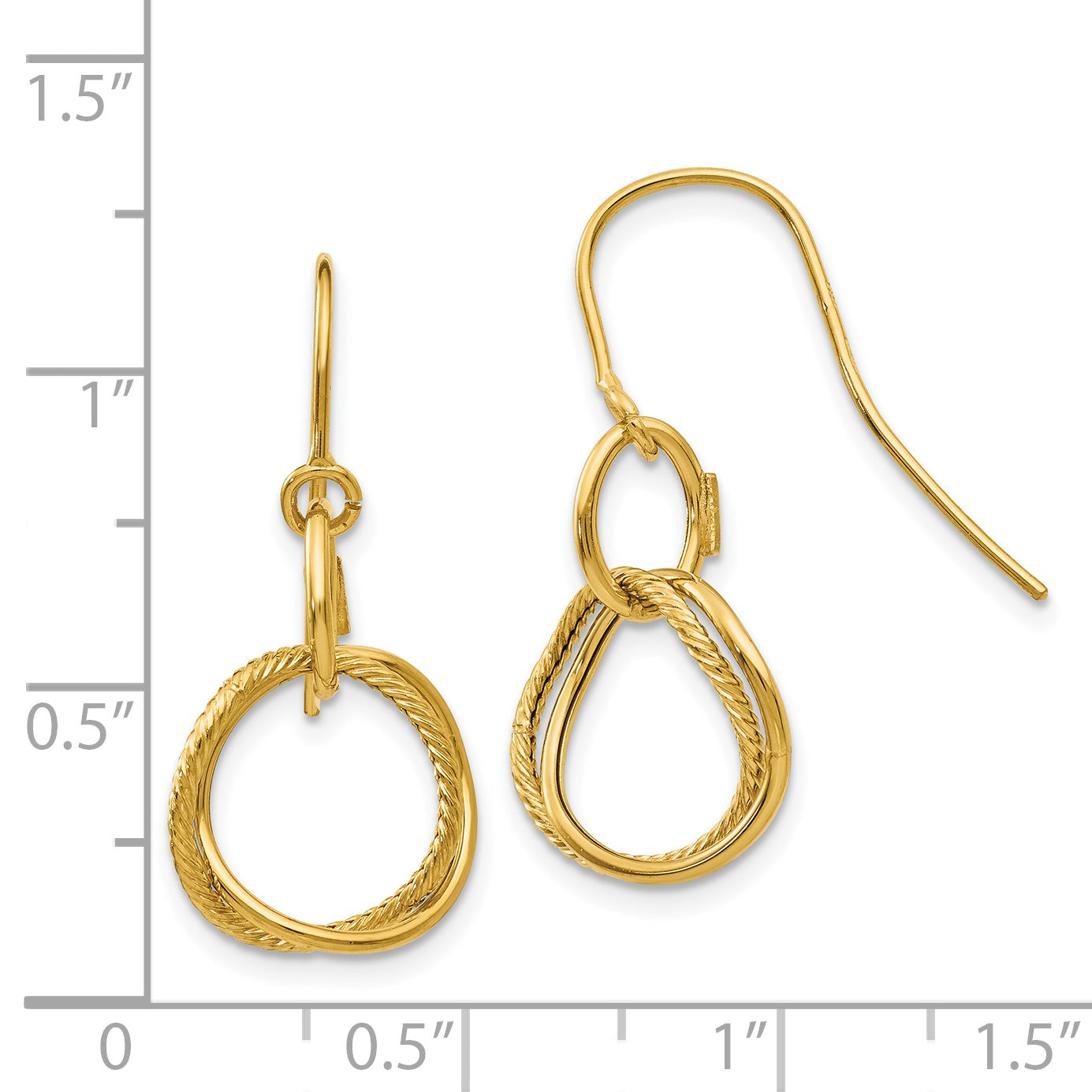 14K Small Twisted Circle Shepherd Hook Earrings