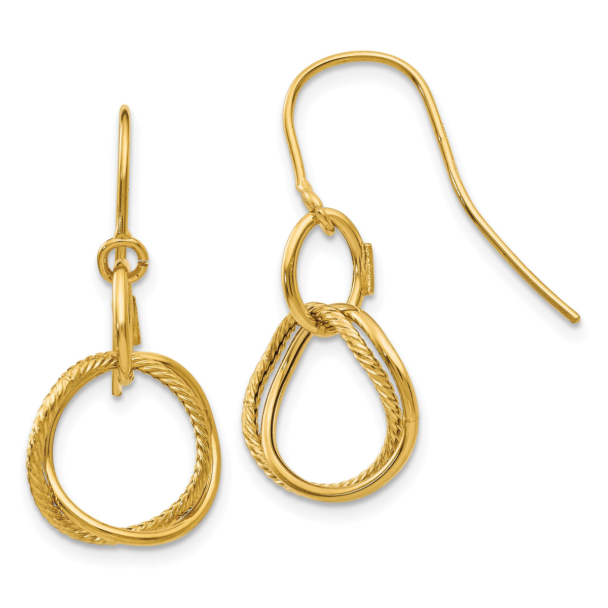 14K Small Twisted Circle Shepherd Hook Earrings