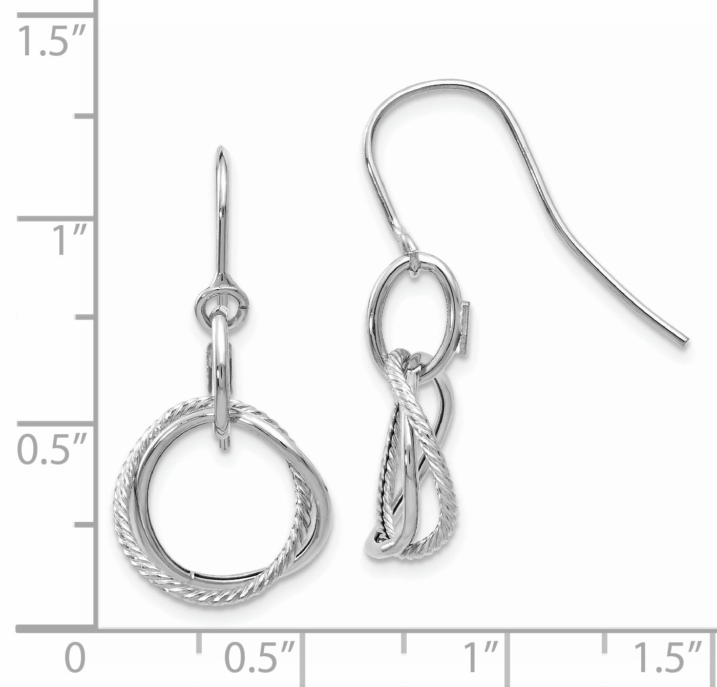 14K White Gold Small Twisted Circle Shepherd Hook Earrings