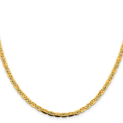 14K 16 inch 3.8mm Tri-color Pav‚ Valentino with Lobster Clasp Chain