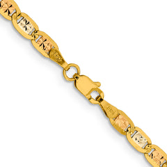 14K 16 inch 3.8mm Tri-color Pav‚ Valentino with Lobster Clasp Chain