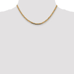 14K 16 inch 3.8mm Tri-color Pav‚ Valentino with Lobster Clasp Chain