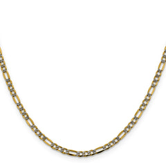 14K Gold Figaro Chain Necklace with Rhodium Accents Elegant and Polished