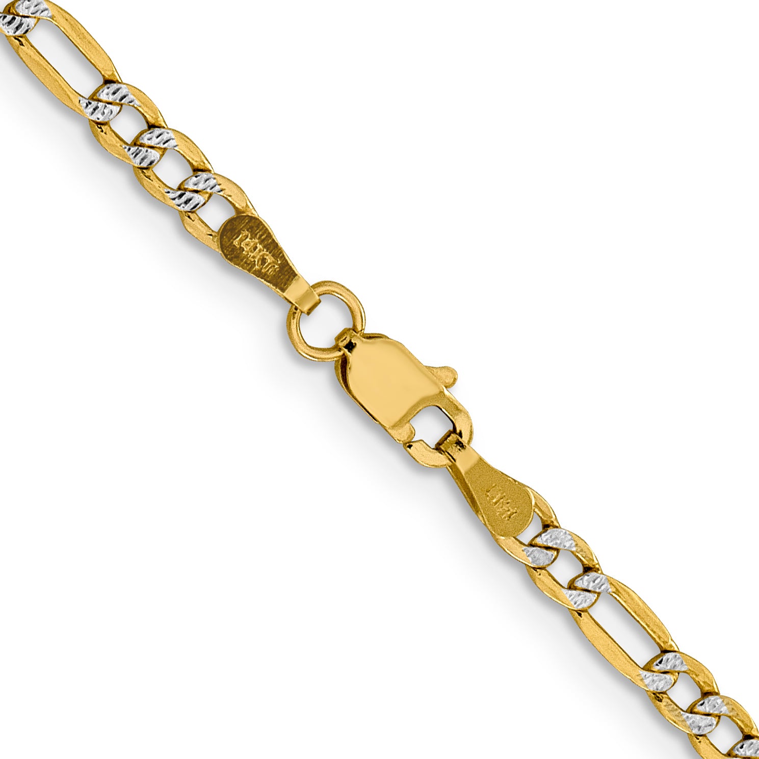 14K Gold Figaro Chain Necklace with Rhodium Accents Elegant and Polished