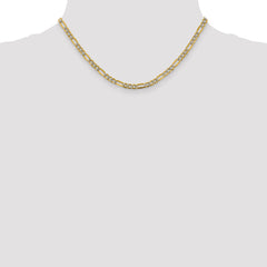 14K 16 inch 3.9mm Semi-Solid with Rhodium Pav‚ Figaro with Lobster Clasp Chain