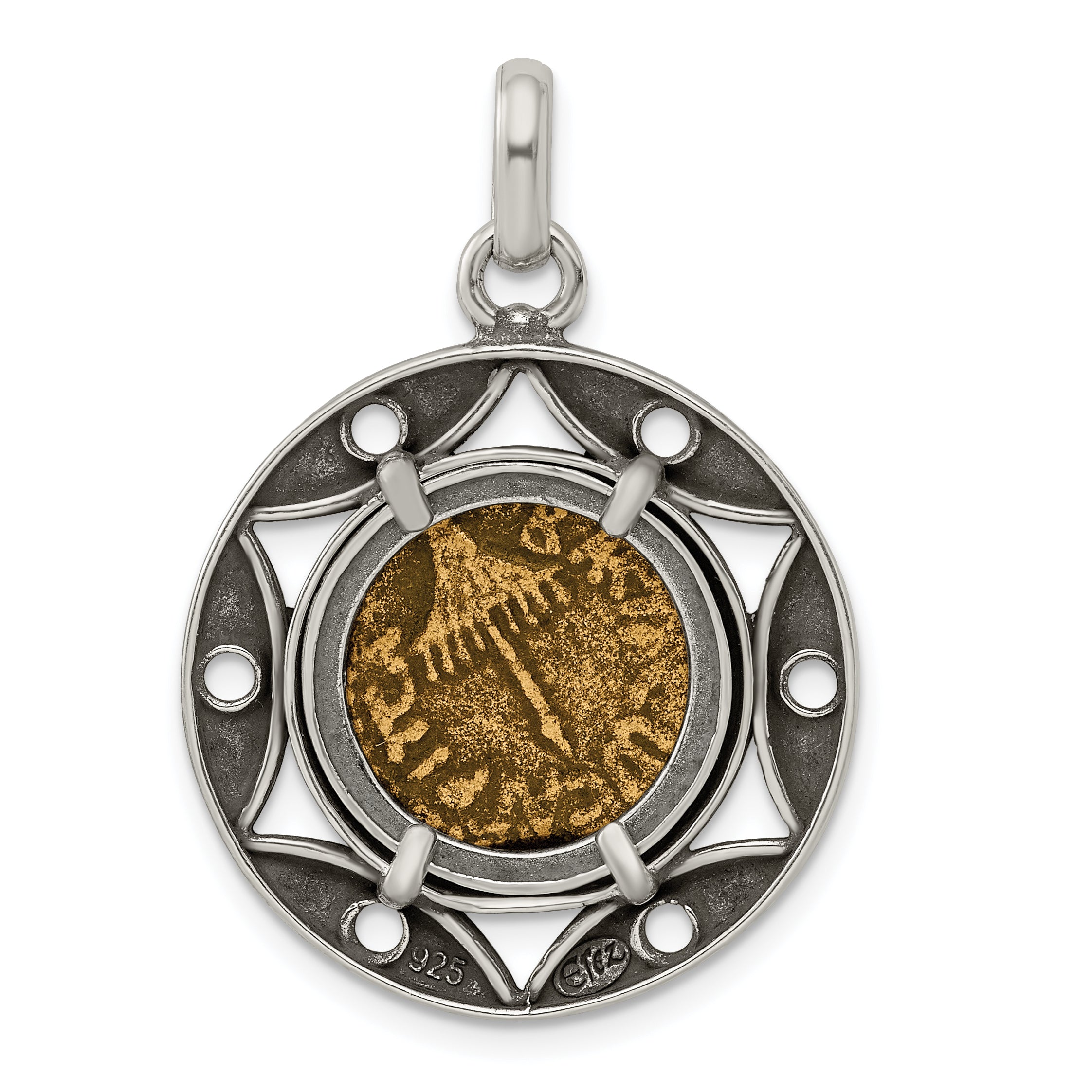 Sterling Silver & Bronze Agrippa Coin Pendant with Antiqued Finish Vintage Charm