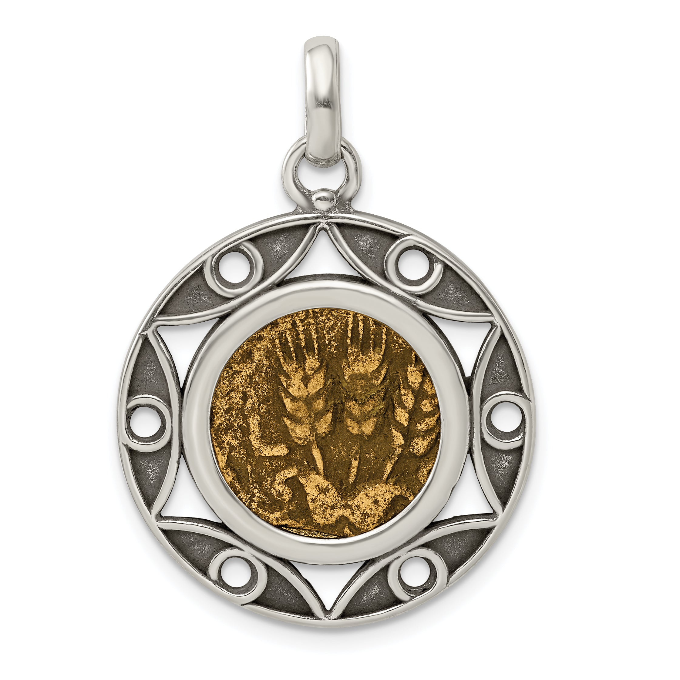 Ancient Coins Sterling Silver and Bronze Antiqued Agrippa Coin Pendant with a Certificate of Authenticity