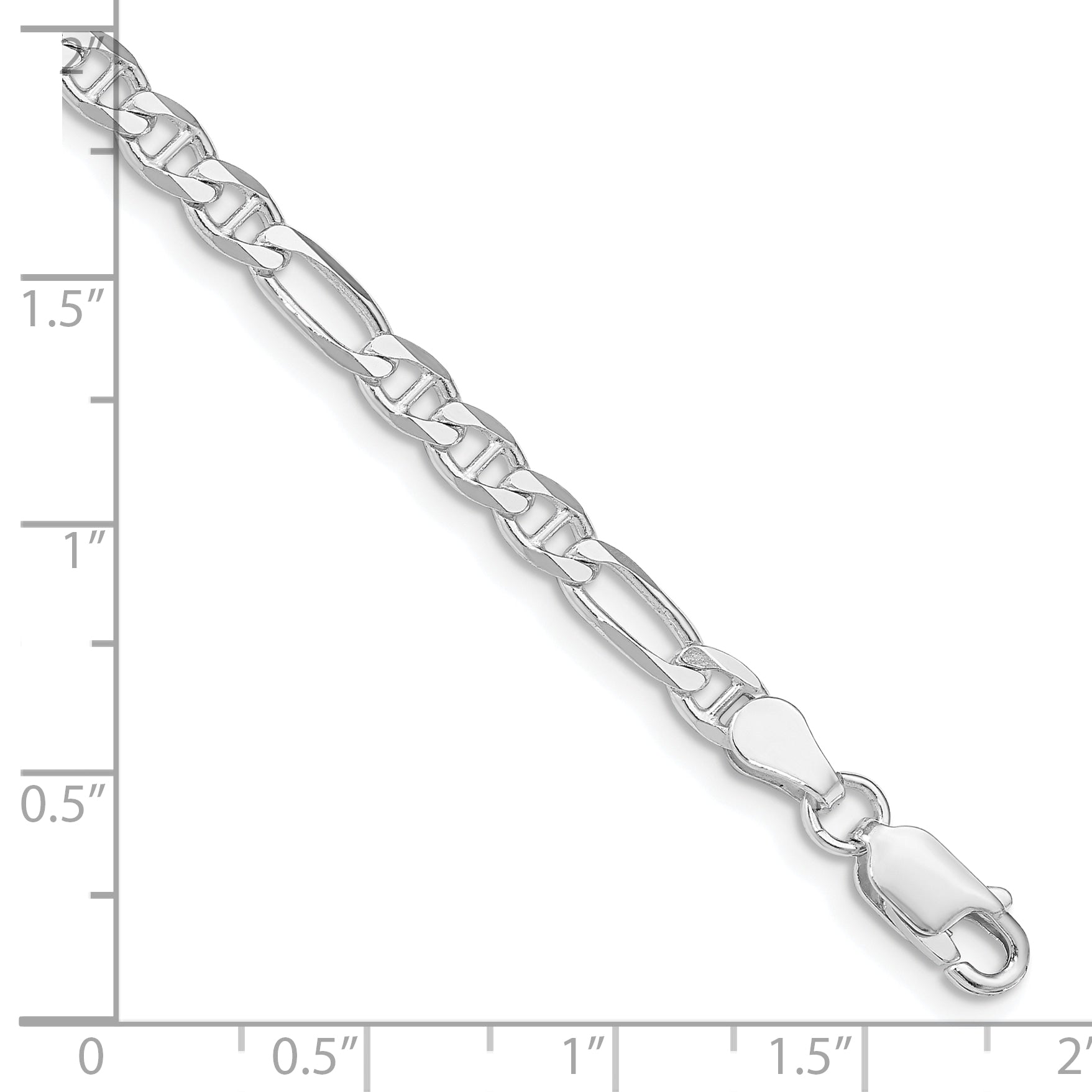 Sterling Silver Rhodium-plated 3.75mm Figaro Anchor Chain