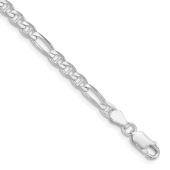 Sterling Silver Rhodium-plated 3.75mm Figaro Anchor Chain