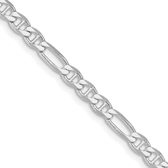 Sterling Silver Rhodium-plated 3.75mm Figaro Anchor Chain