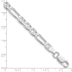 Sterling Silver Rhodium-plated 5.5mm Figaro Anchor Chain